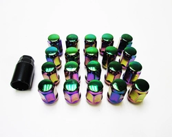 Комплект колесных гаек M12x1.5 радужный хром фото